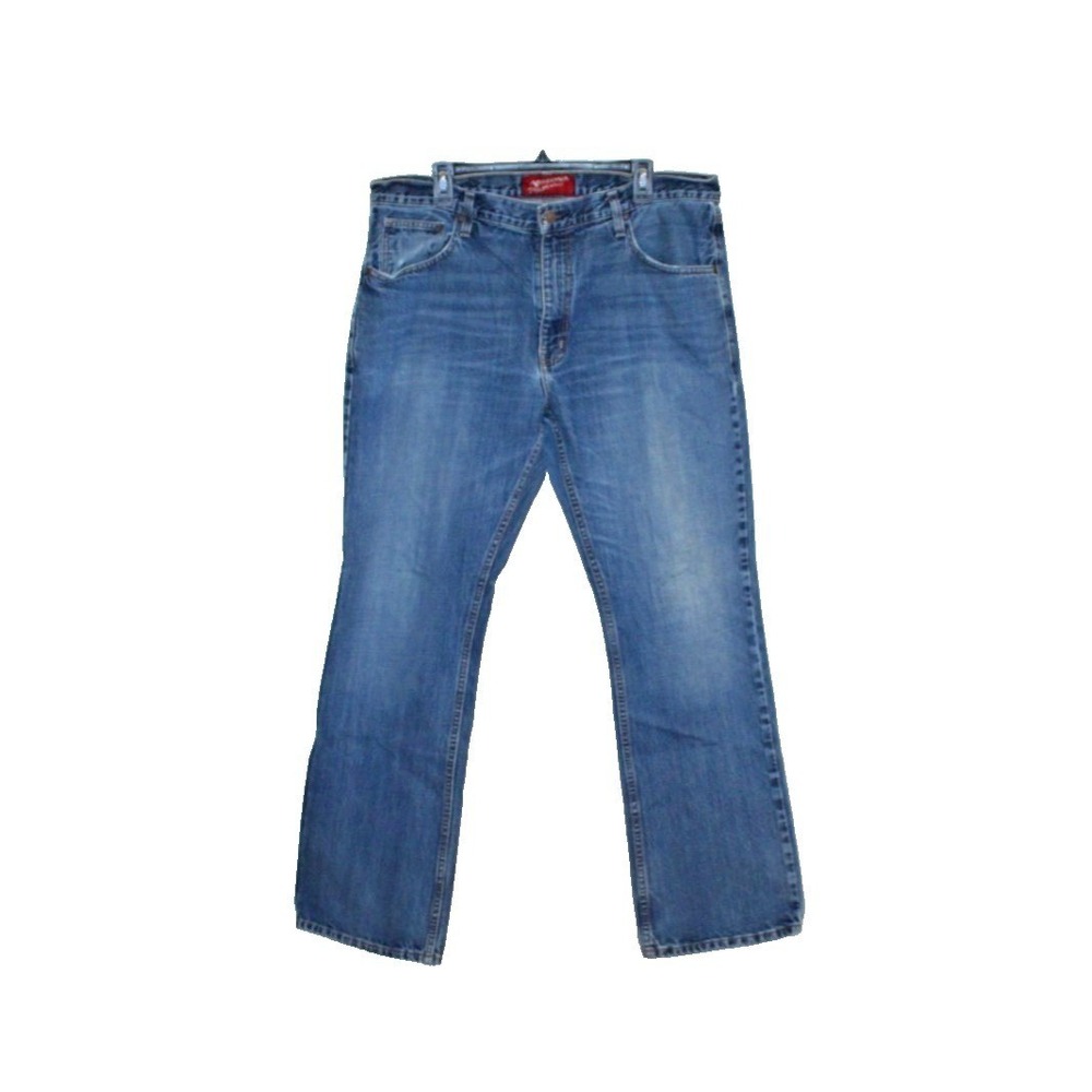 Arizona Jean Co Jeans Mens 38x32 Bootcut Blue Denim Distressed Faded 39 Waist